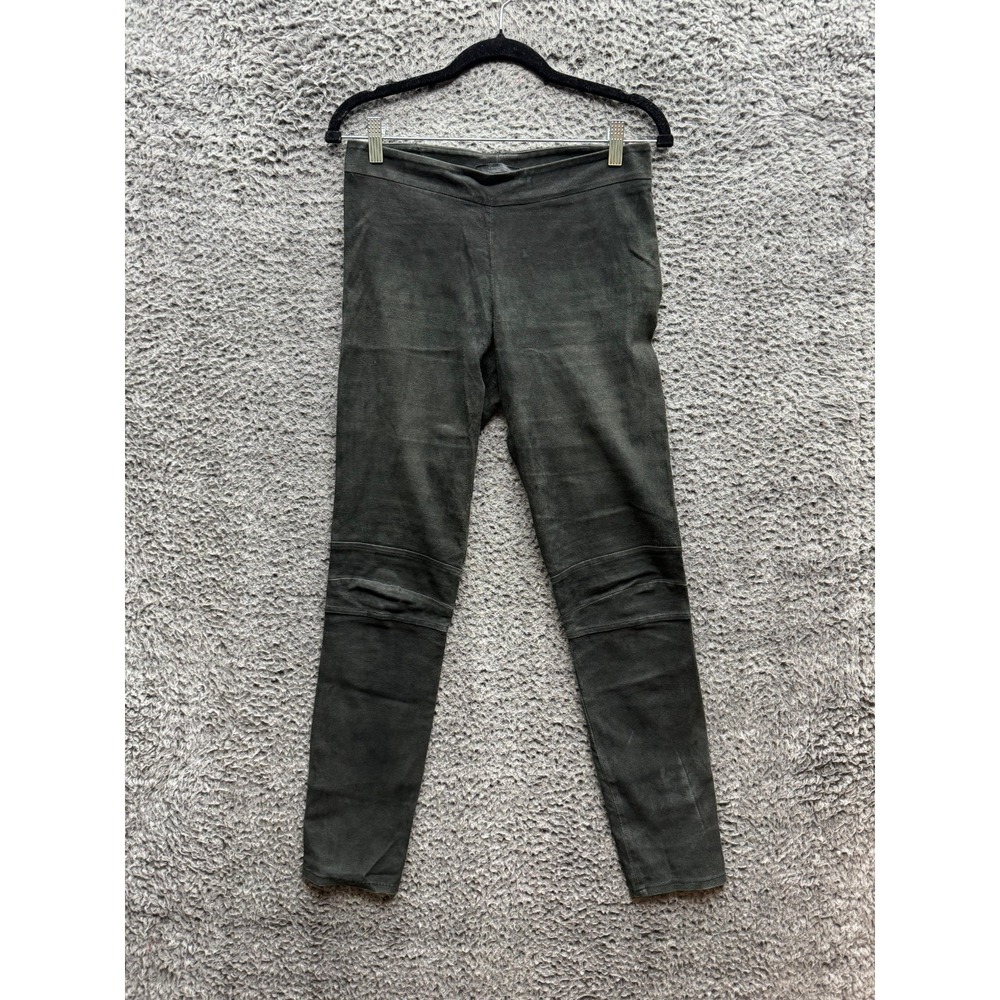 The Row Lambskin‎ Mid Rise Side Zip Stretch Skinny Leggings Gray Womens Size S